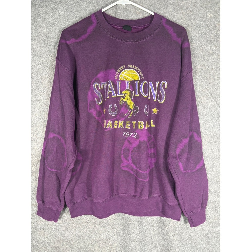 Urban Outfitters Stallions Basketball 1972 Purple Tie Dye‎ Sweatshirt Womens M